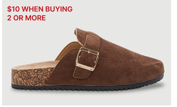 Shop Faux Suede Buckle Detail Cork Clogs