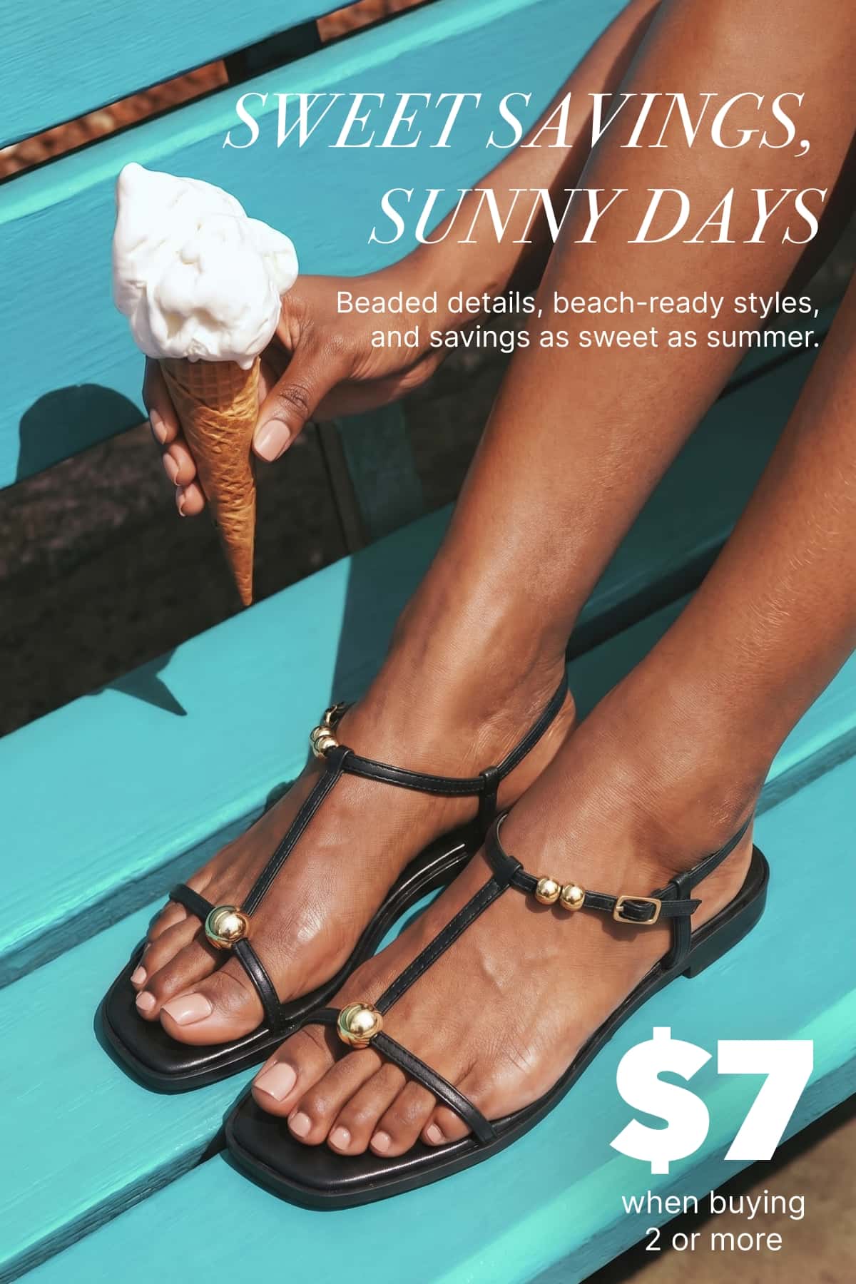 SWEET SAVINGS, SUNNY DAYS - Shop Metallic Beaded Ankle Strap Toe Loop Sandals