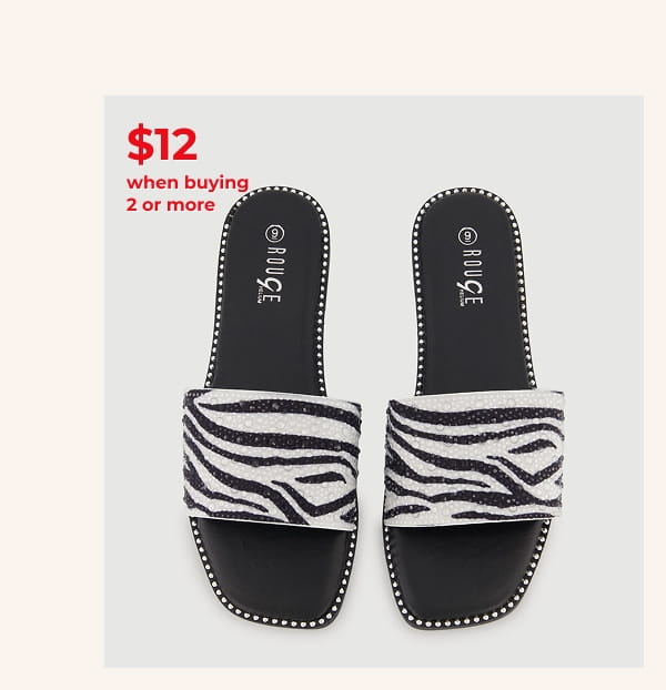 Shop Animal Print Rhinestone Detail Slide Sandals