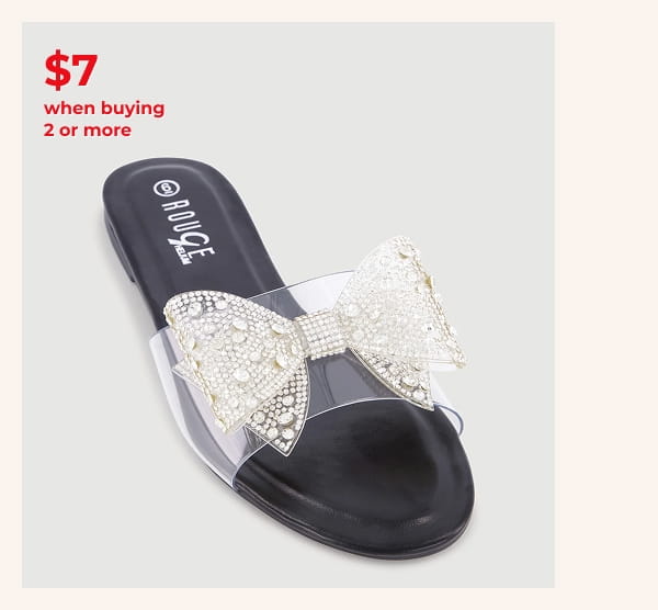 Shop Rhinestone Bow Clear Band Slide Sandals