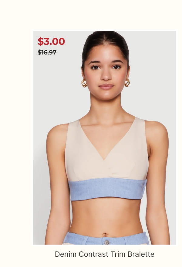 Shop Denim Contrast Trim Bralette