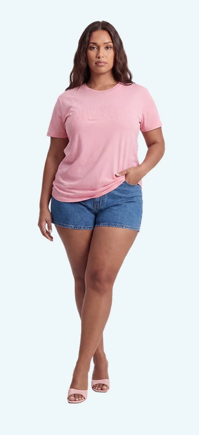 Shop Plus Size New York Patch Graphic Short Sleeve Tee