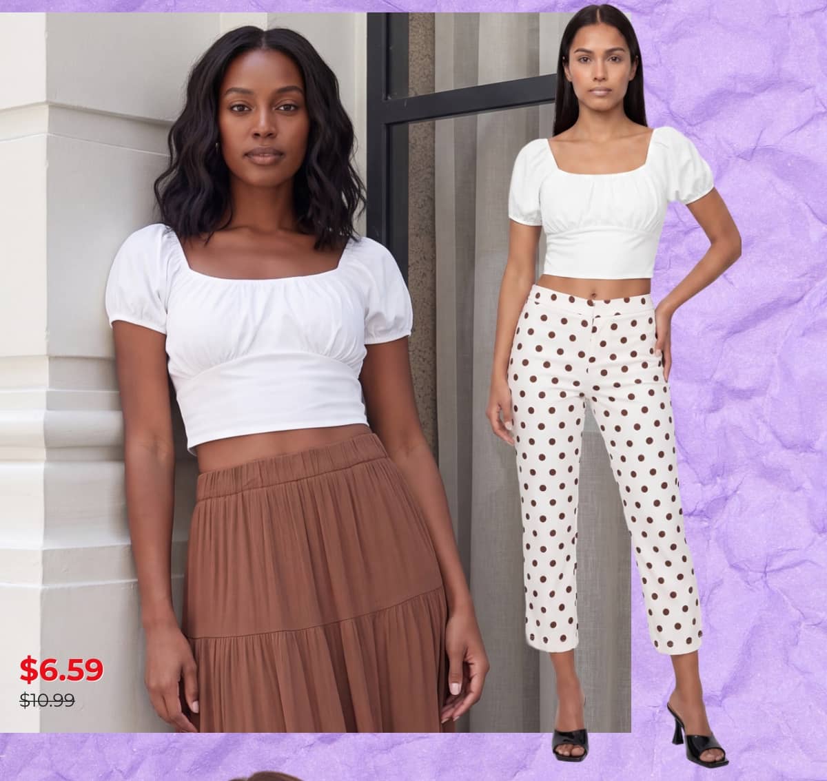Shop Tie Back Detail Puff Sleeve Crop Top