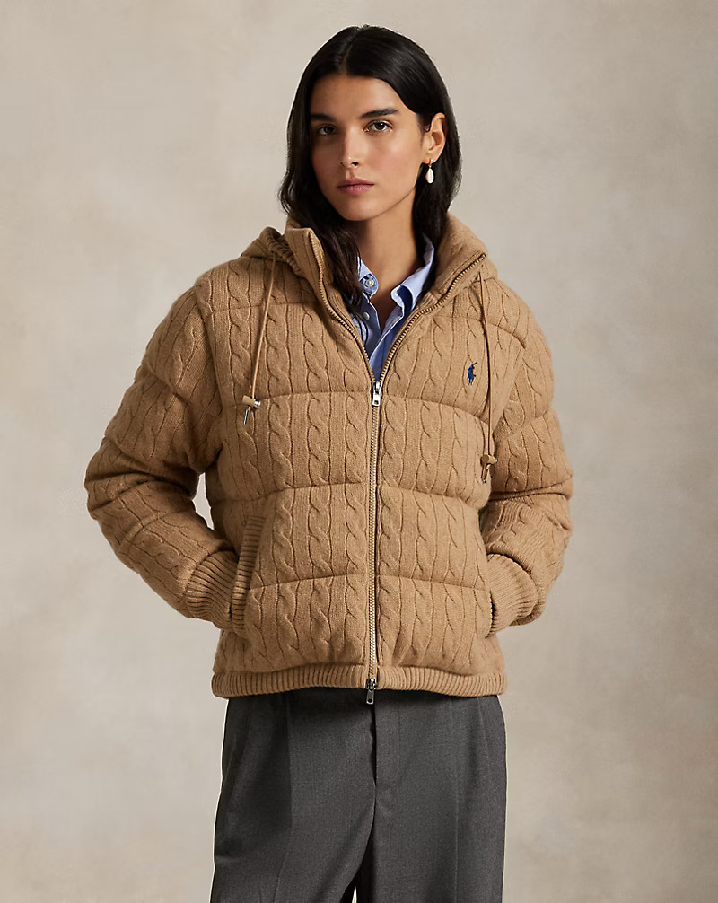Cable-Knit Wool-Cashmere Puffer Jacket