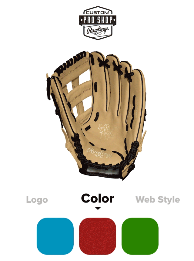 Custom gloves with options to select logo, color, and style