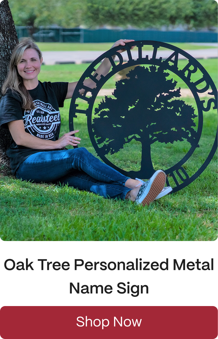 Oak Tree Personalized Metal Name Sign
