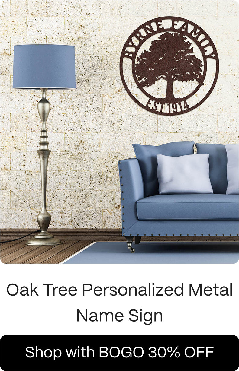 Oak Tree Personalized Metal Name Sign