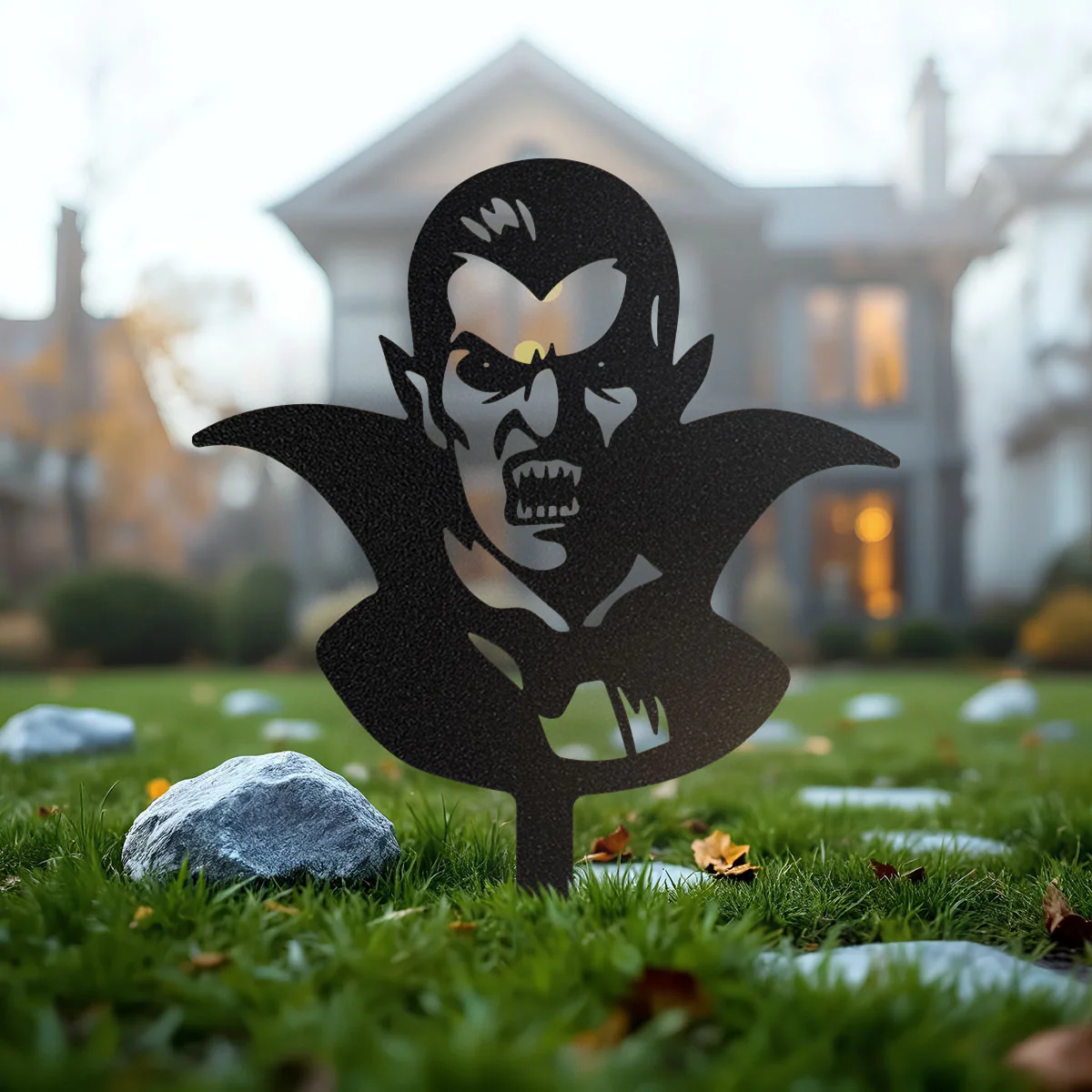 Image of Garden Art - Bats & Dracula Halloween Garden Decor