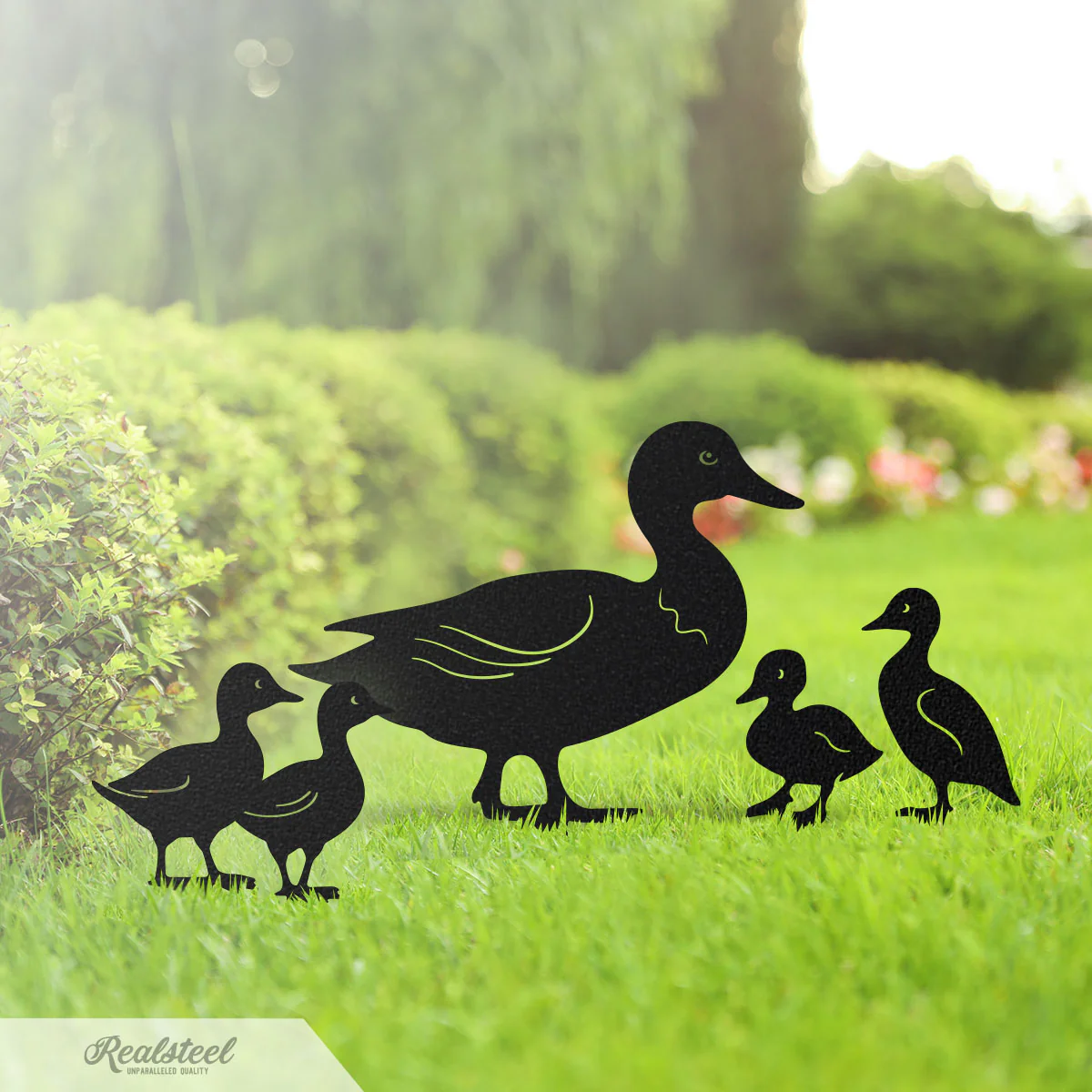 Image of Garden Art - Duck Family Garden Stakes