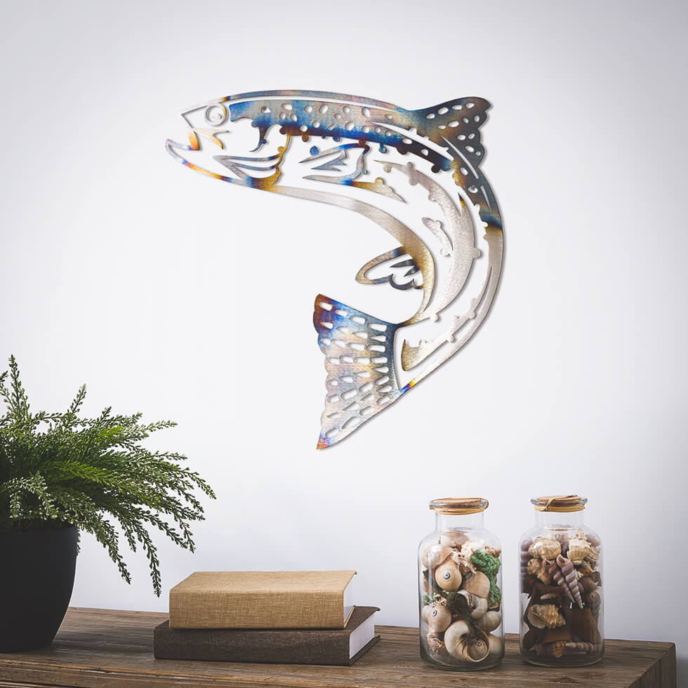 Image of Jumping Trout Metal Wall Art
