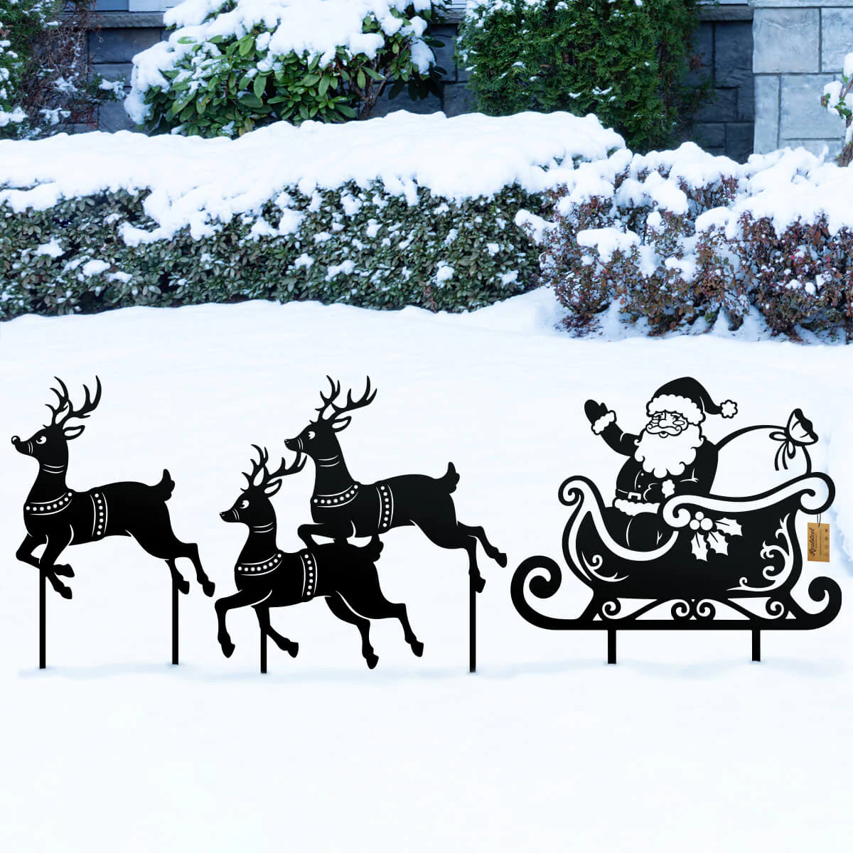 Image of Garden Art - Santa Sleigh Set