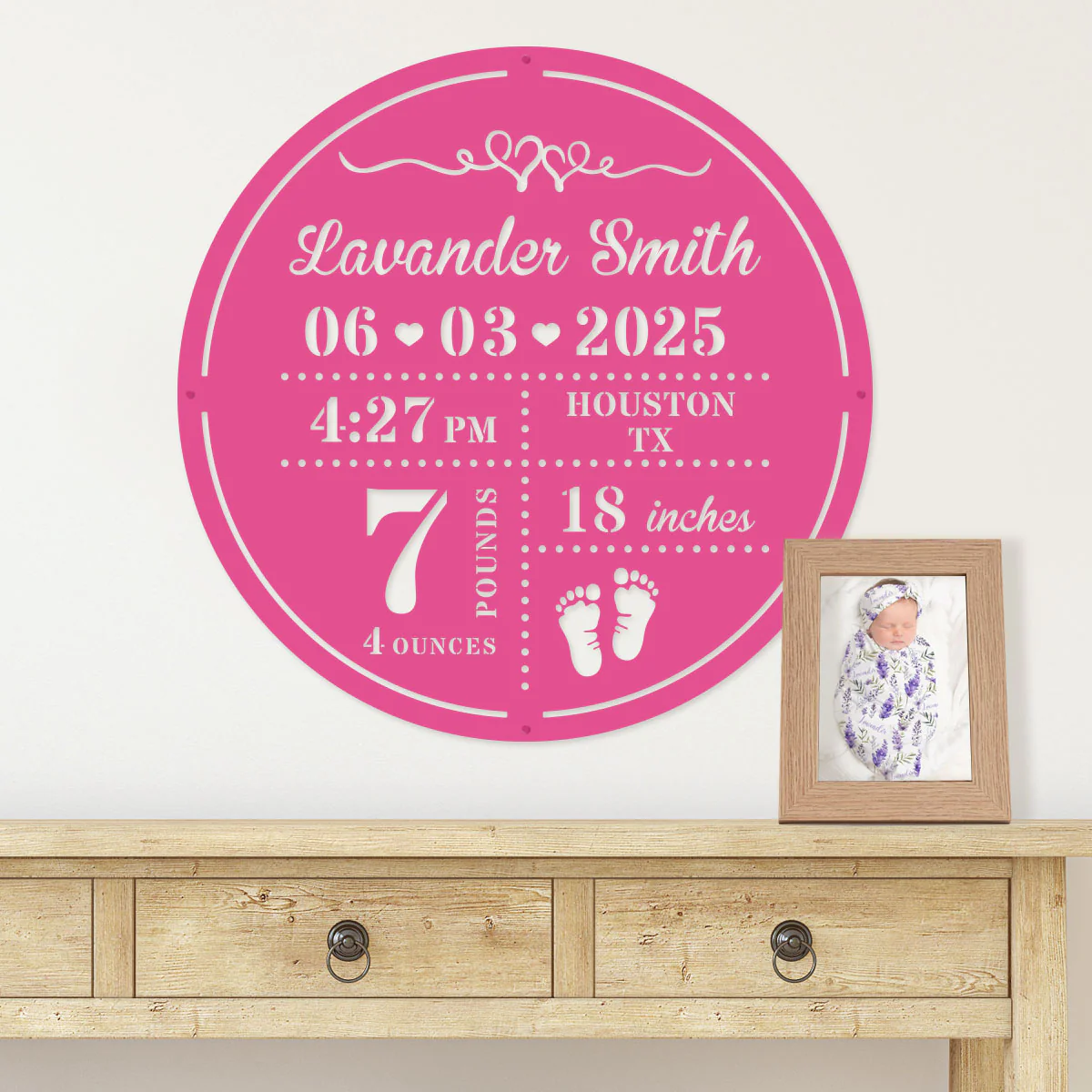 Image of Personalized Birth Stat Announcement Wall Monogram