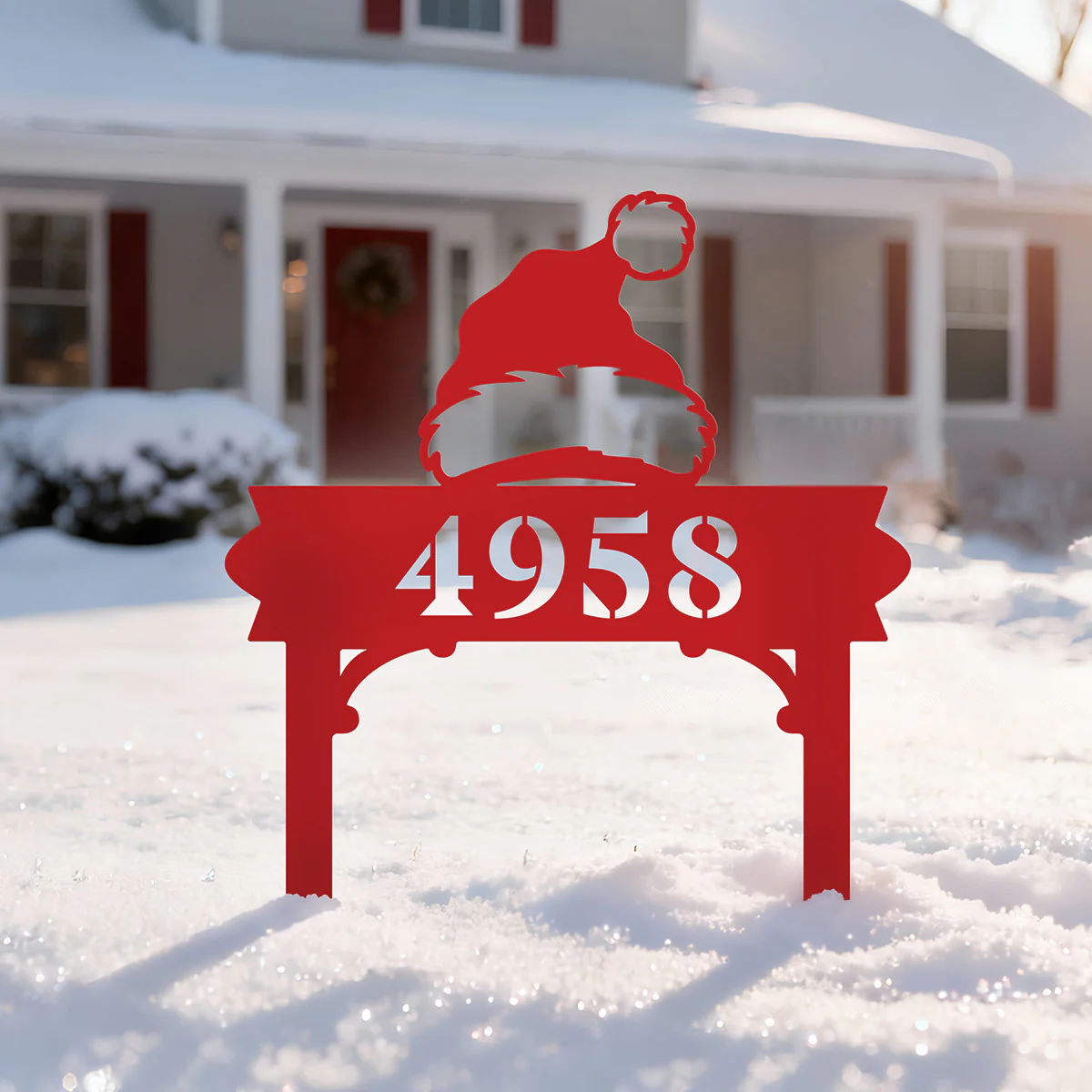 Image of Santa Hat Stake Monogram | Personalized Christmas Metal Sign | RealSteel
