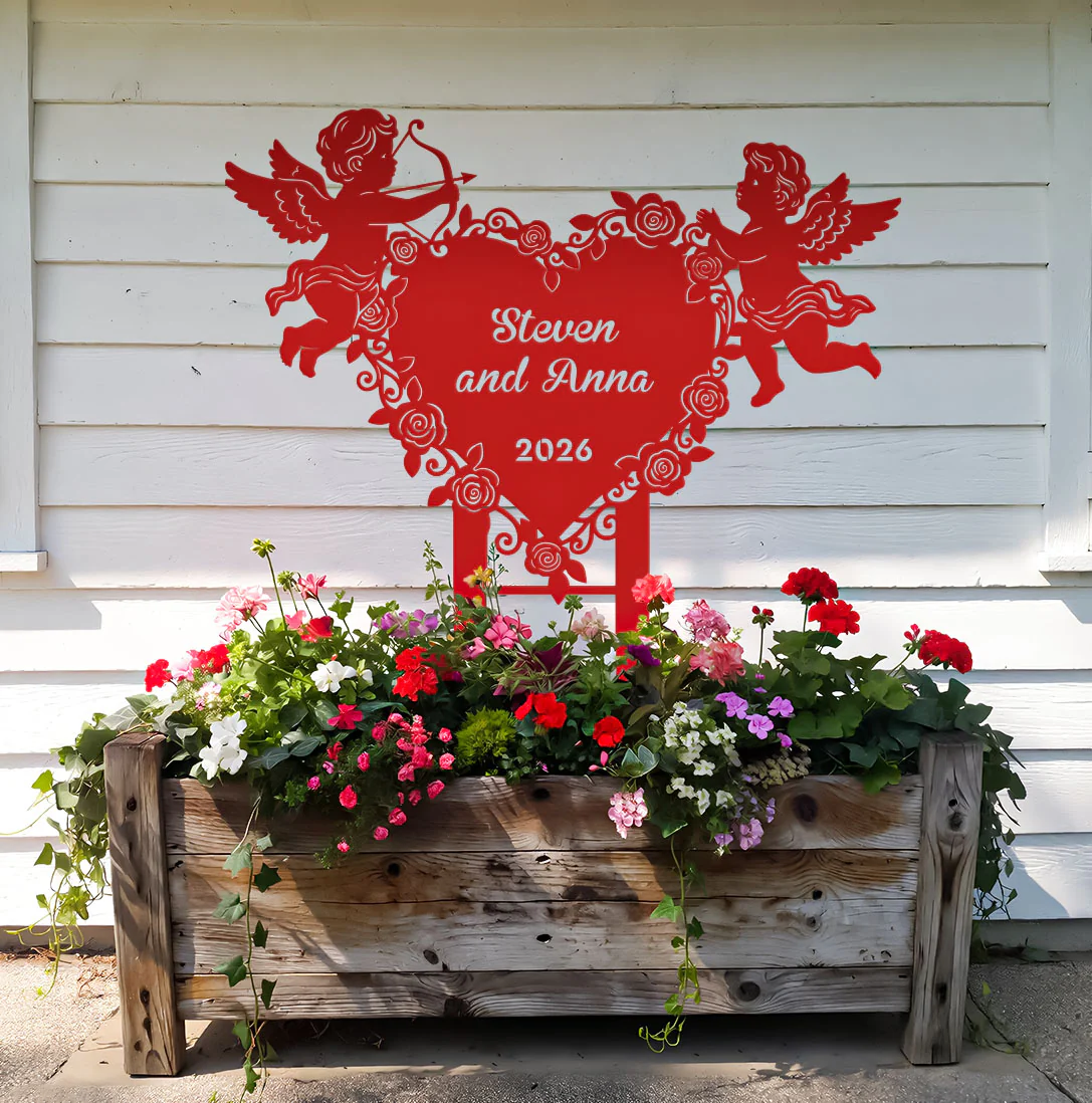 Image of Cupids Heart Monogram Stake