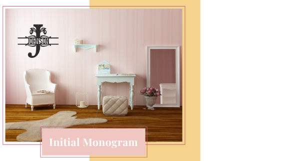 Initial Monogram Metal Sign Decor