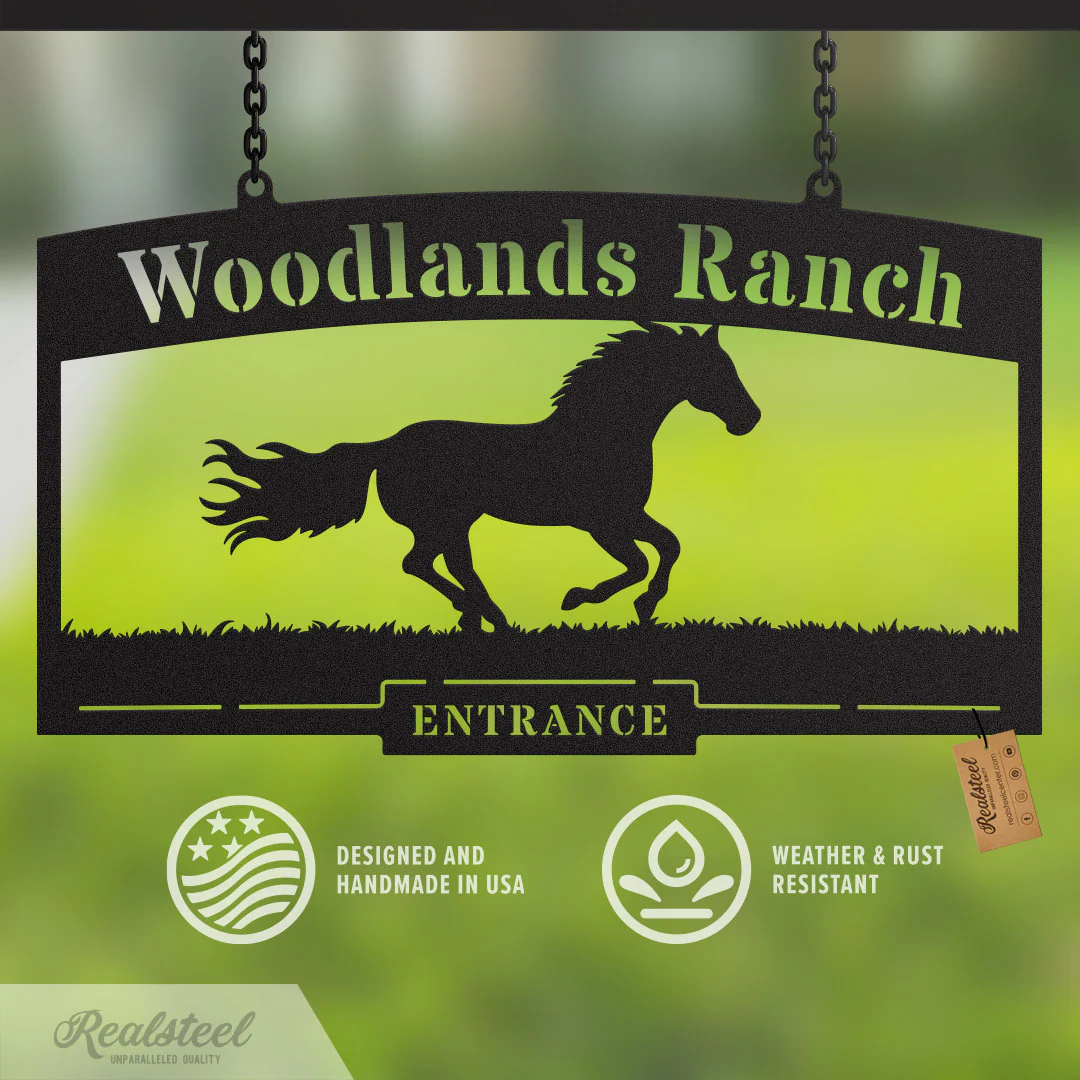 Image of Personalized Farm Ranch Sign – Running Horse