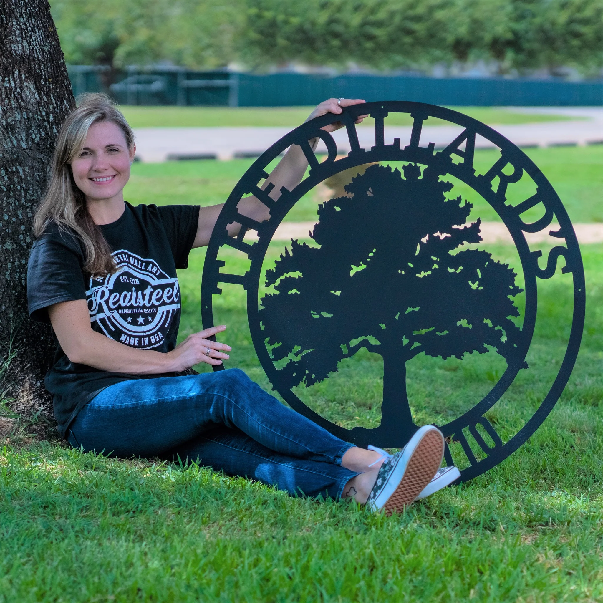 Image of Oak Tree Personalized Metal Name Sign