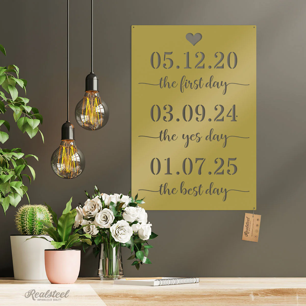Image of Personalized First, Yes, Best Day Metal Sign