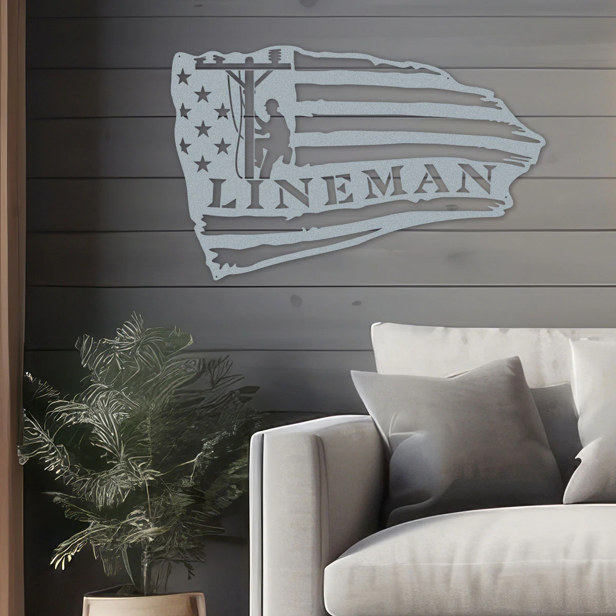 Image of Lineman American Flag Steel Wall Art
