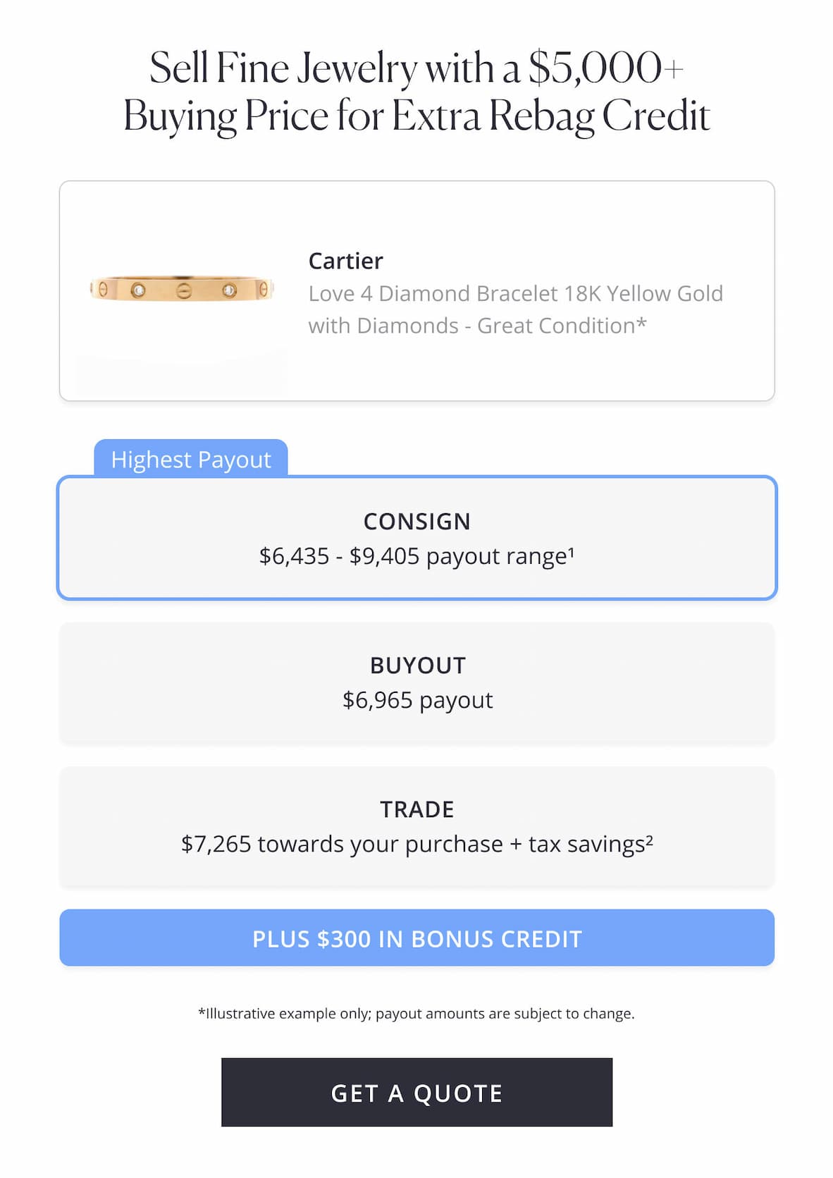 Sell Fine Jewelry with a $5,000+ Buying Price for Extra Rebag Credit