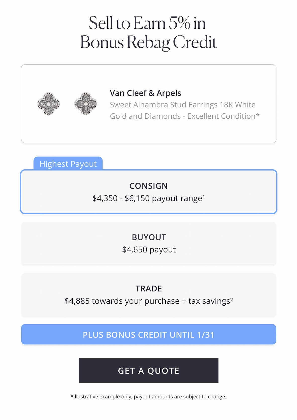 Sell to Earn 5% in Bonus Rebag Credit