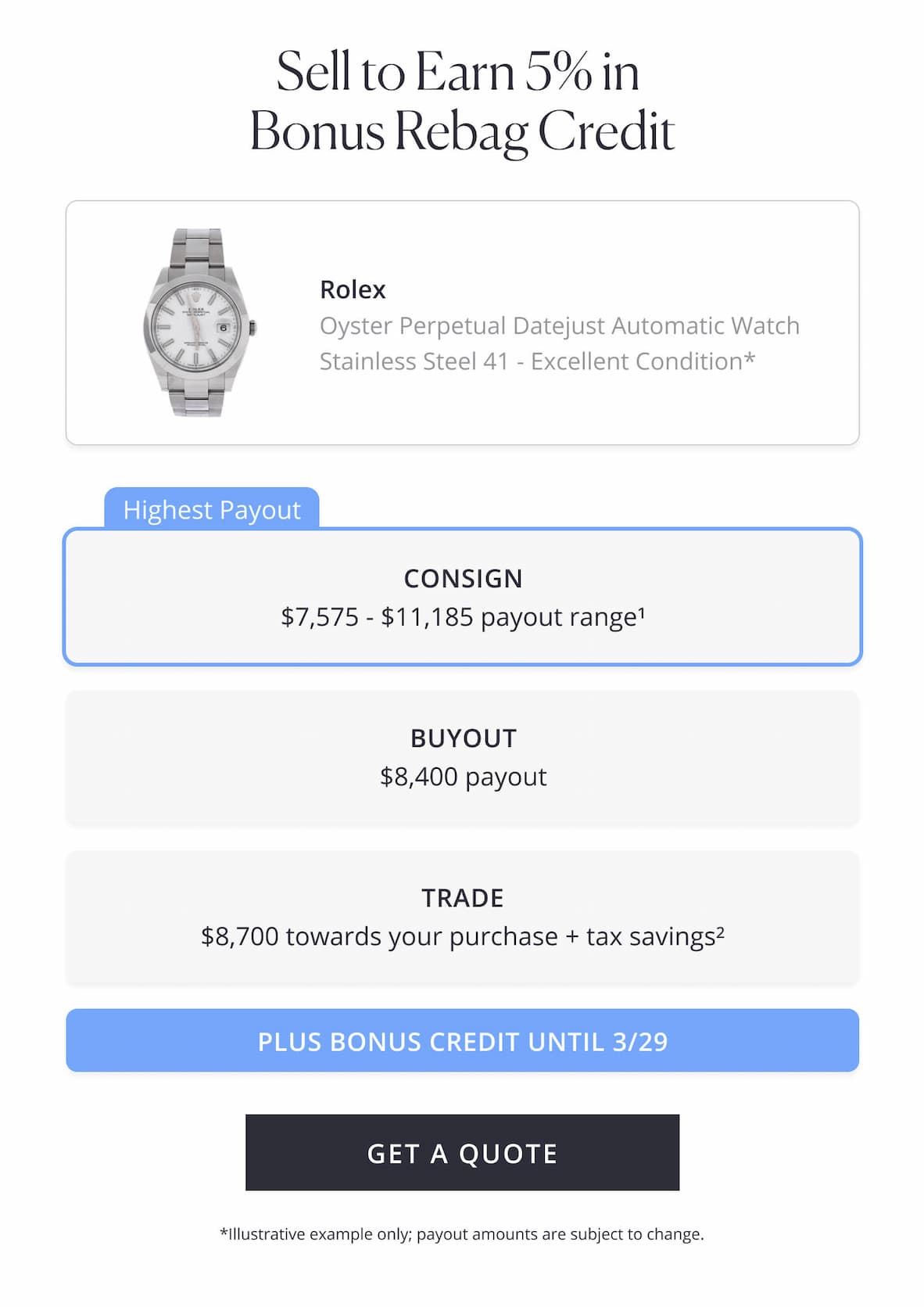 Sell to Earn 5% in Bonus Rebag Credit