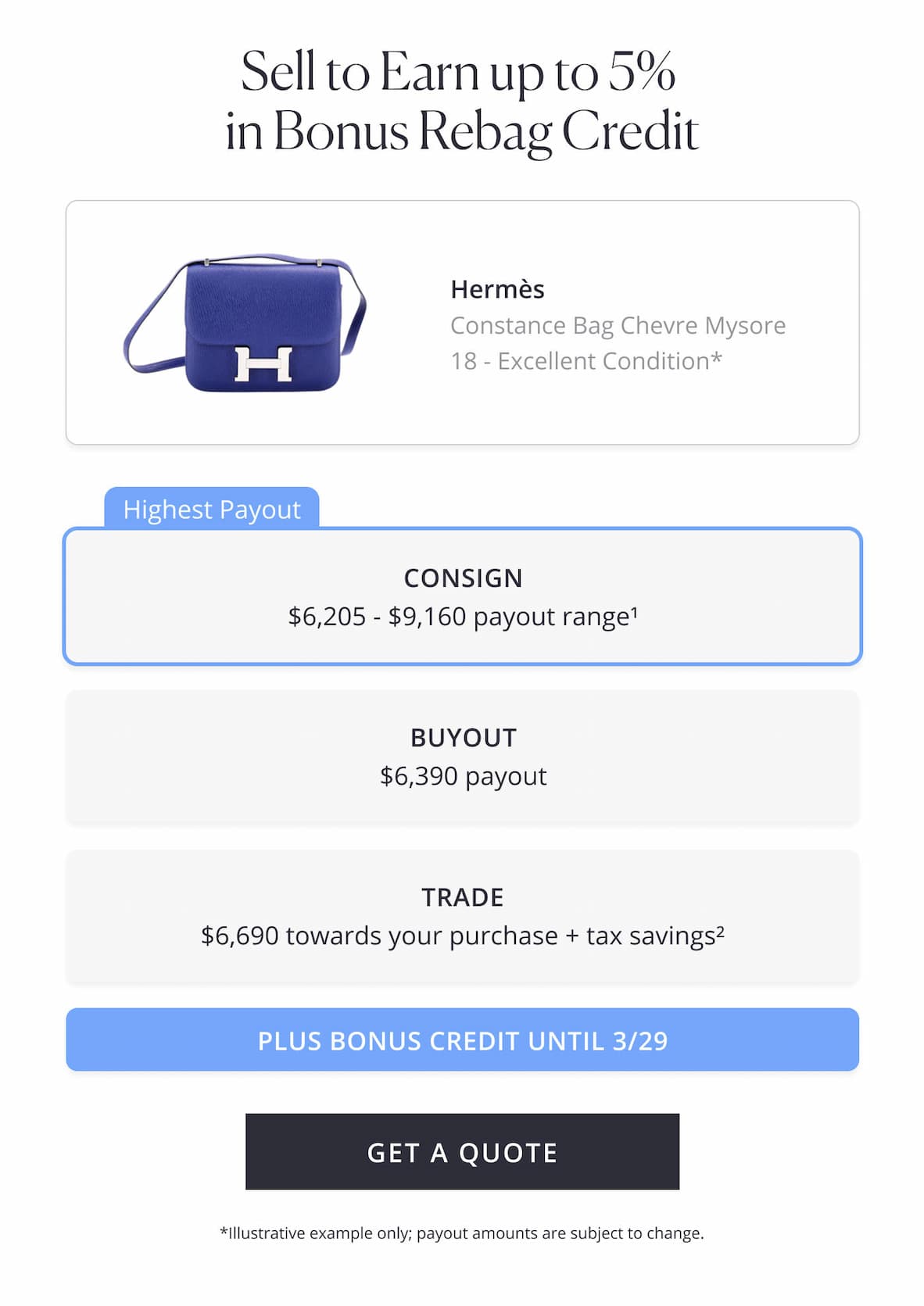 Sell to Earn 5% in Bonus Rebag Credit