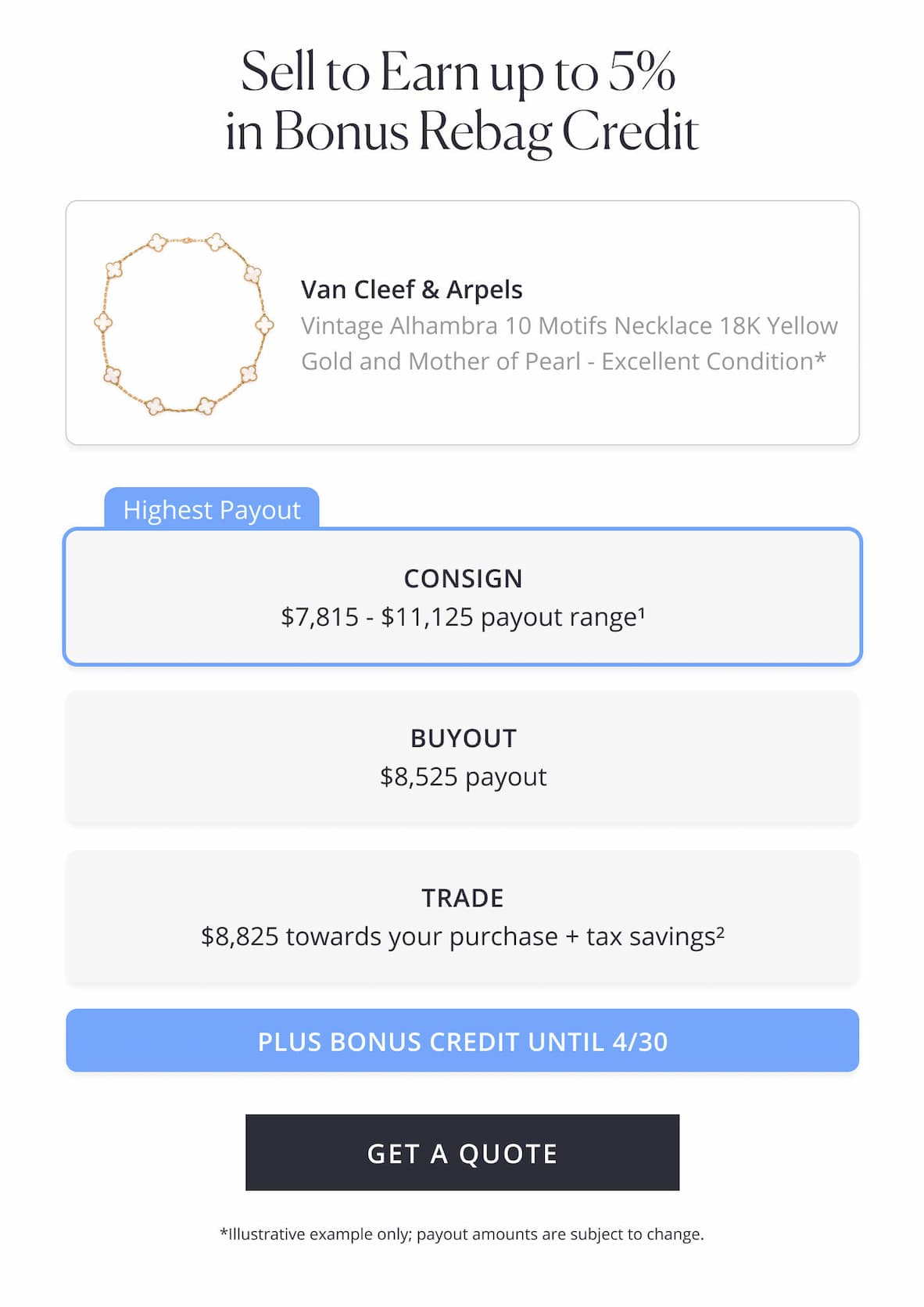 Sell to Earn 5% in Bonus Rebag Credit