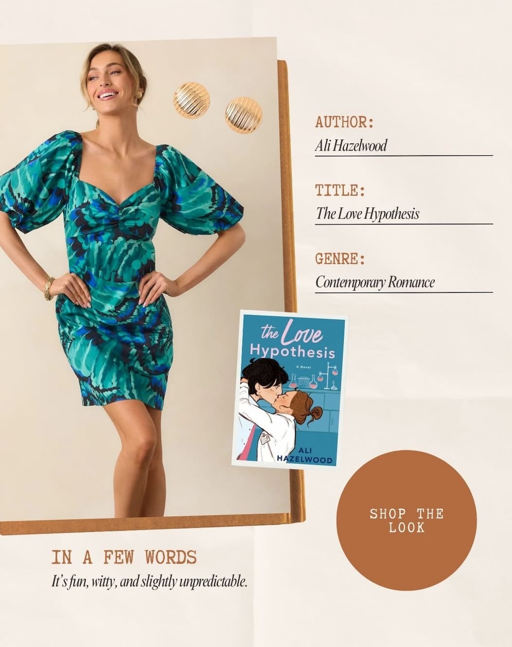 Image of model wearing a Blue Multi Abstract Print Cotton Mini Dress. Button: 'Shop the Look.'