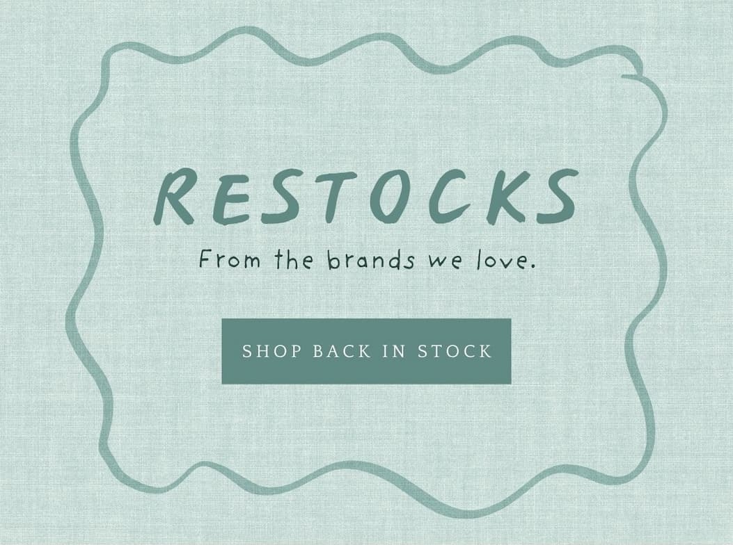 'Restocks. From the brands we love.' Button: 'Shop Back in Stock.'