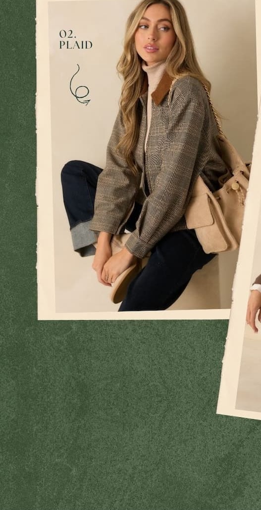 Image of model wearing a Brown Multi Plaid Bomber Jacket.