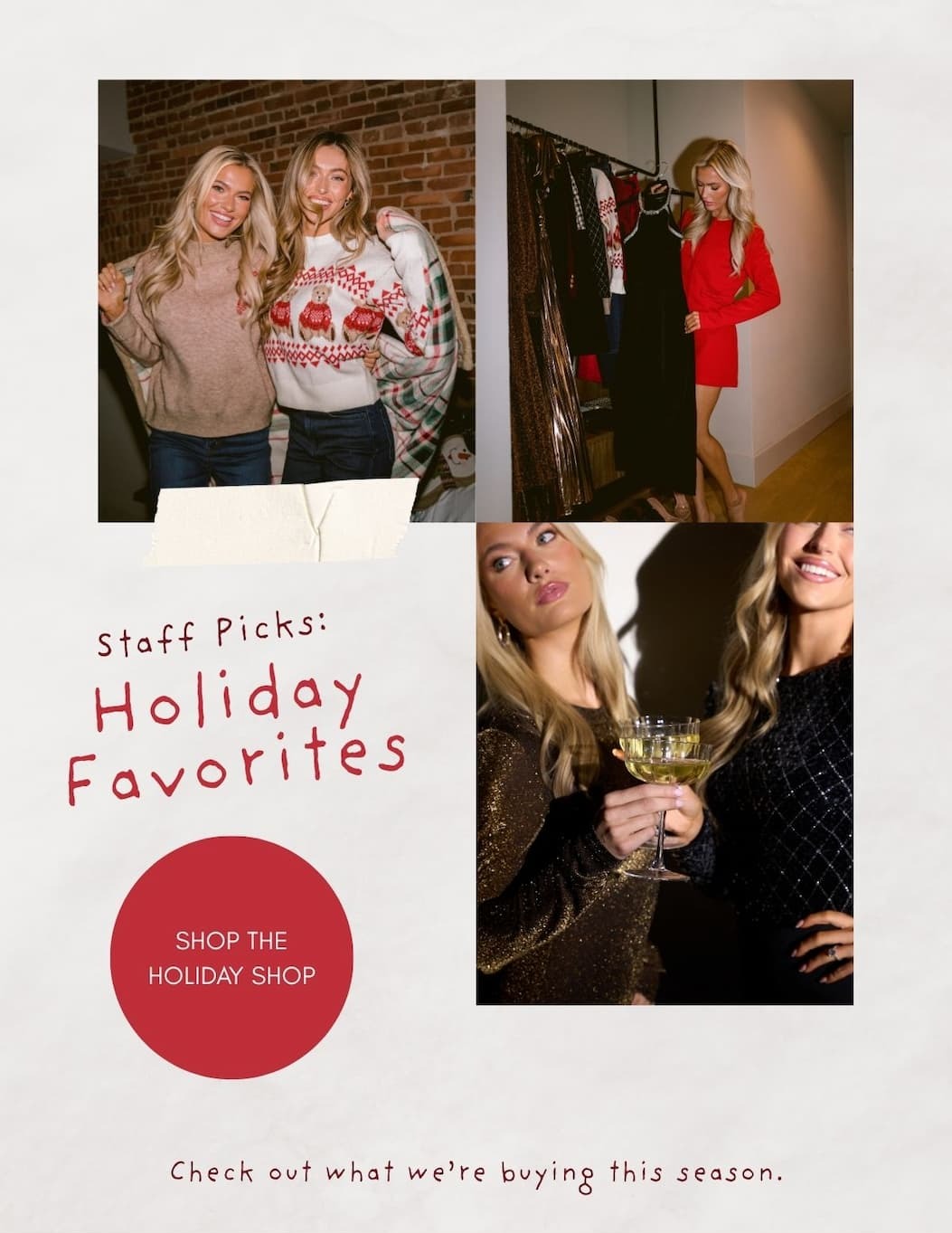 'Staff Picks: Holiday Favorites.' Button: 'Shop the Holiday Shop.'