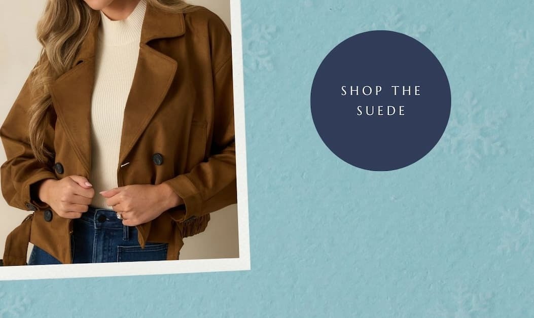 Image of model wearing a Camel Brown Faux Suede Cropped Trench Coat.