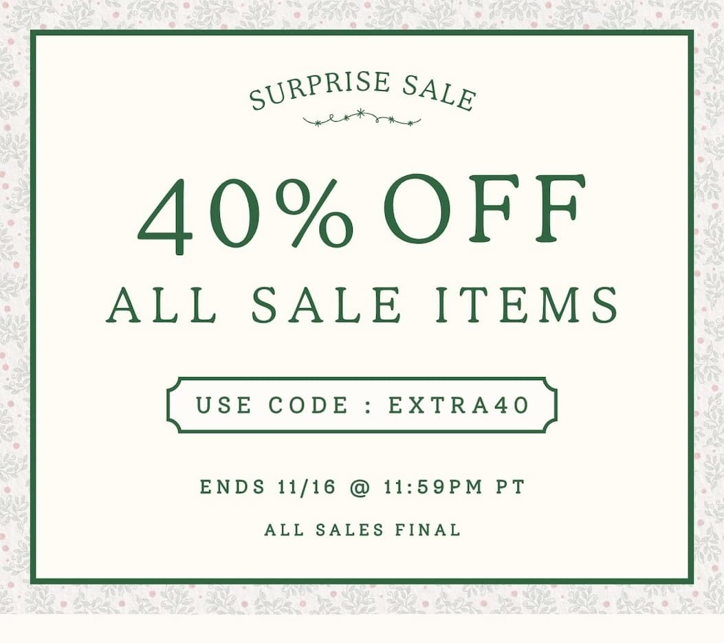 40% off all sale items. Use code EXTRA40.