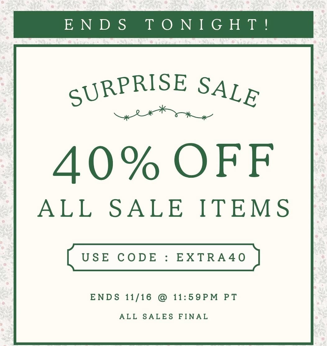 40% off all sale items. Use code EXTRA40.
