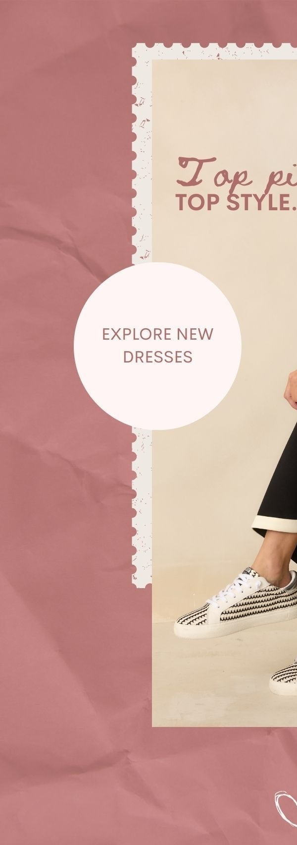 Button: 'Explore New Dresses.'