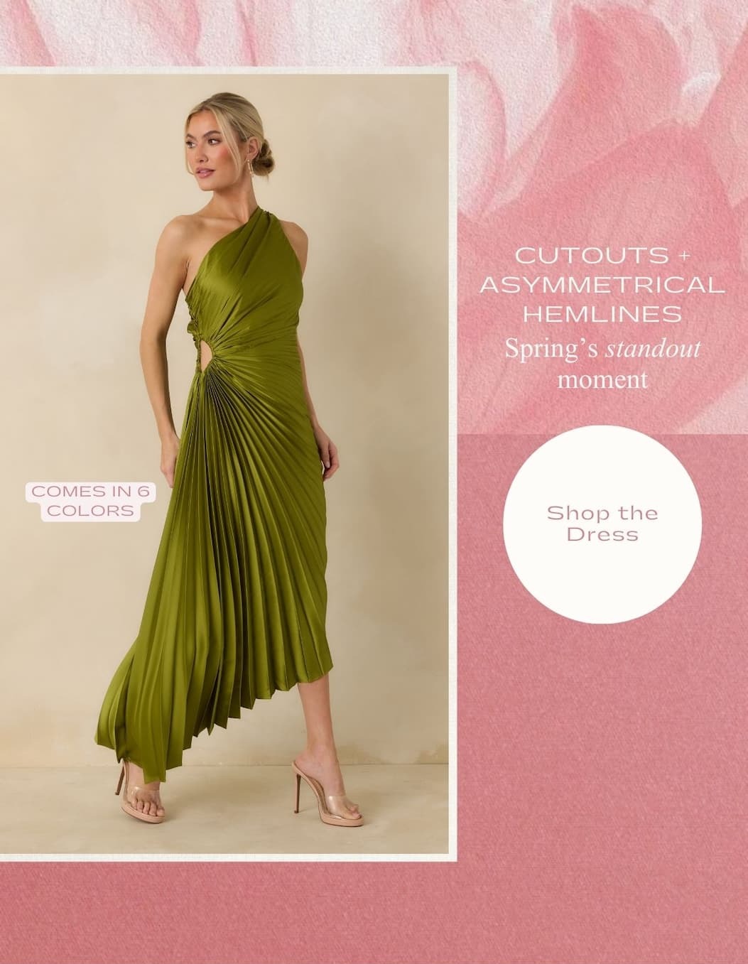 Cutout + asymmetrical hemlines/ Spring's stand out moment. Shop the Dress.