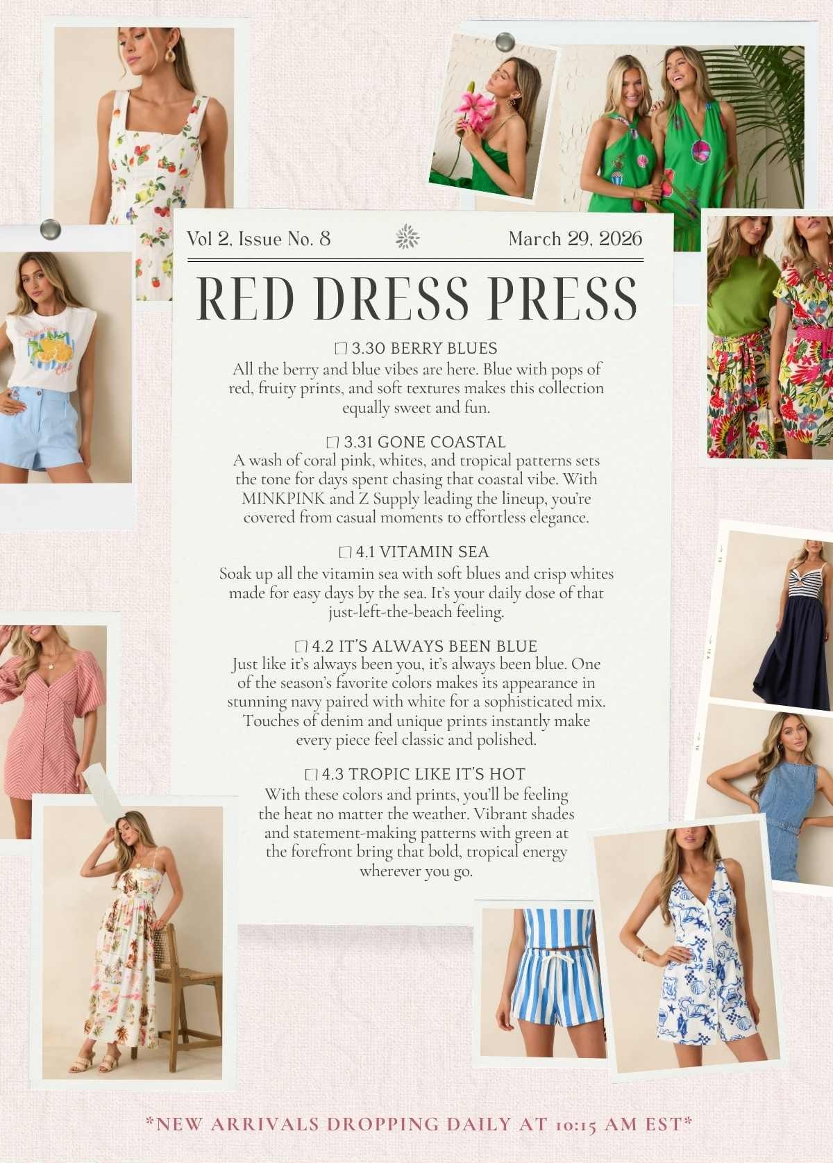 Red Dress Press. New arrivals dropping daily at 10:15 AM EST.