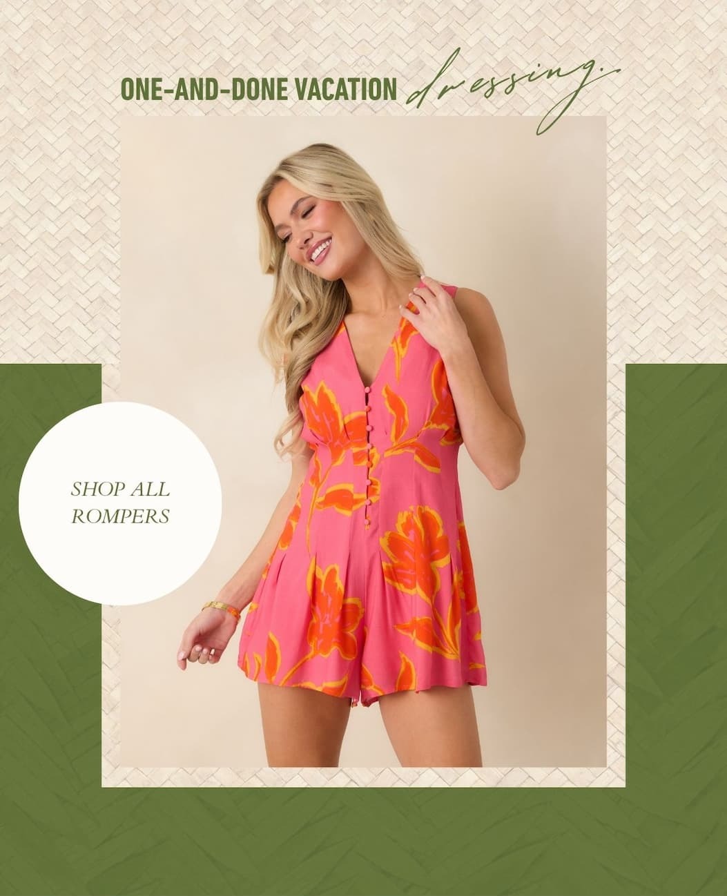 One-and-done vacation dressing. Shop All Rompers.