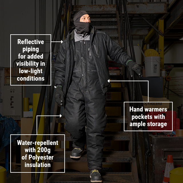 Water-repellent with 200g of Polyester insulation   Hand warmers pockets with ample storage   Reflective piping for added visibility in low-light conditions