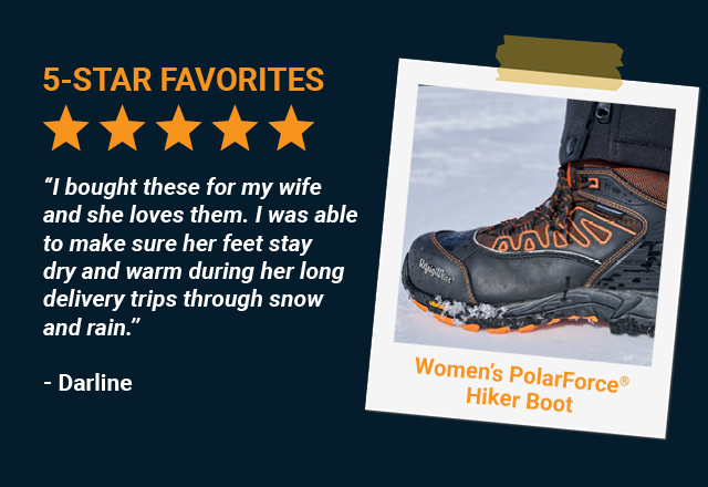 I bought these for my wife and she loves them. I was able to make sure her feet stay dry and warm during her long delivery trips through snow and rain.