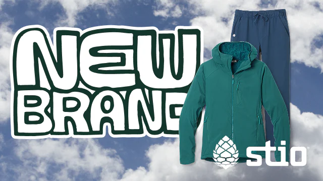 Stio hiking jacket and pants. Headline: NEW BRAND