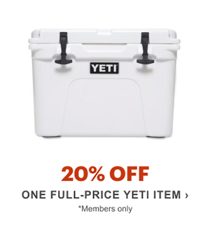 Just for Members 20% Off One Full-Price YETI Item
