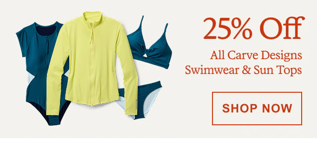 25% Off All Carve Designs Swimwear & Sun Tops. SHOP NOW
