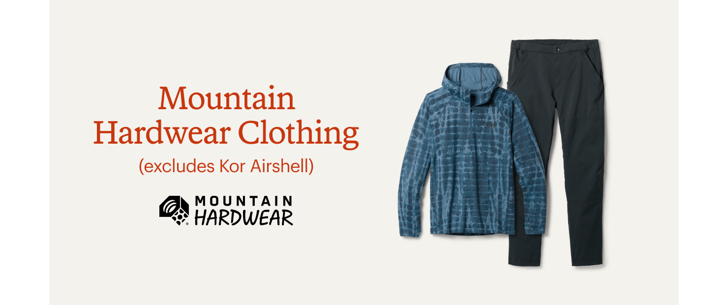 Mountain Hardwear clothing. Excludes Kor Airshell. 