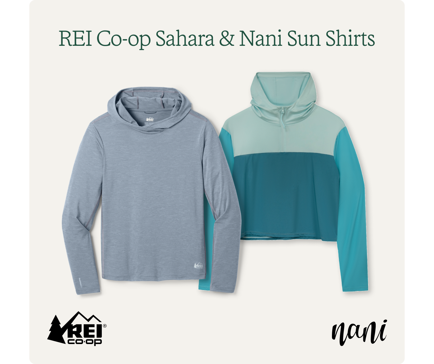 REI Co-op Sahara & Nani sun shirts. 