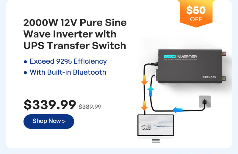 2000W 12V Pure Sine Wave Inverter with UPS Transfer Switch
