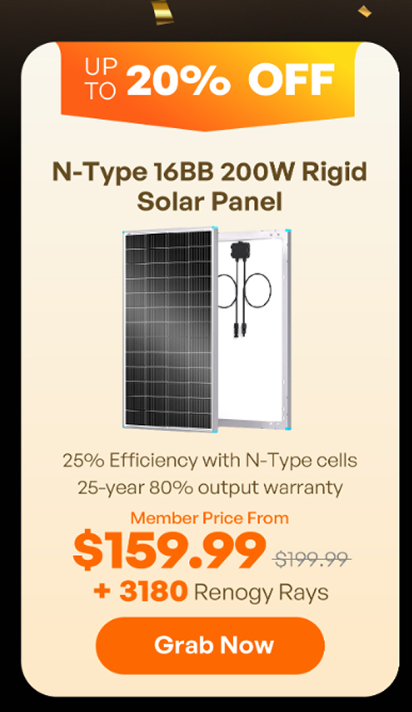 N-Type 16BB 200W Rigid Solar Panel