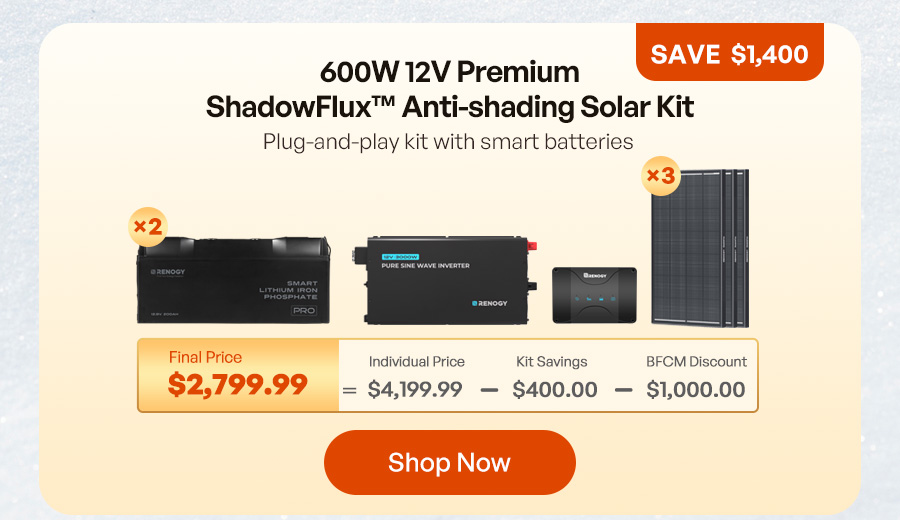 600W 12V Premium ShadowFlux™ Anti-shading Solar Kit