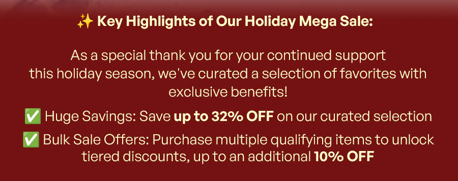 Holiday Season Sale Is On | Up to 32% OFF on Christmas Sale.